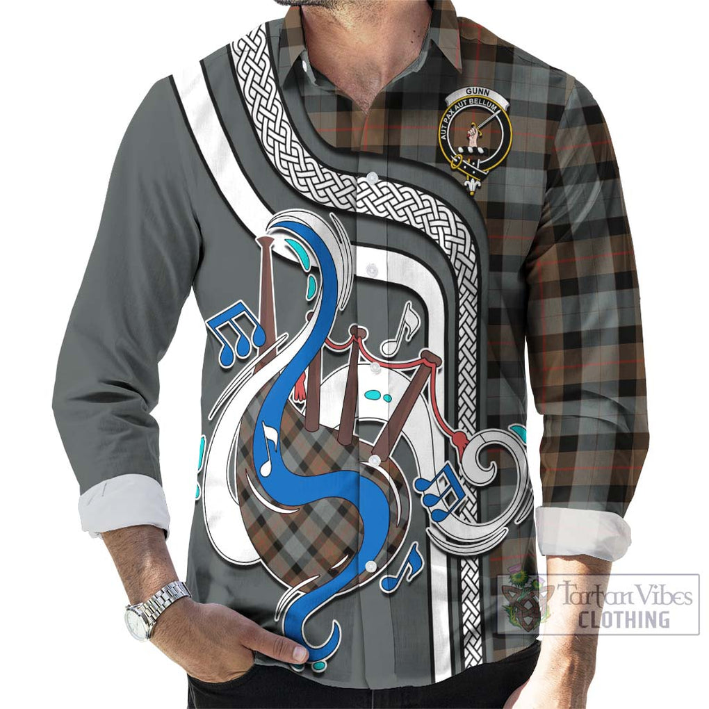 Gunn Weathered Tartan Long Sleeve Button Shirt with Epic Bagpipe Style - Tartanvibesclothing Shop