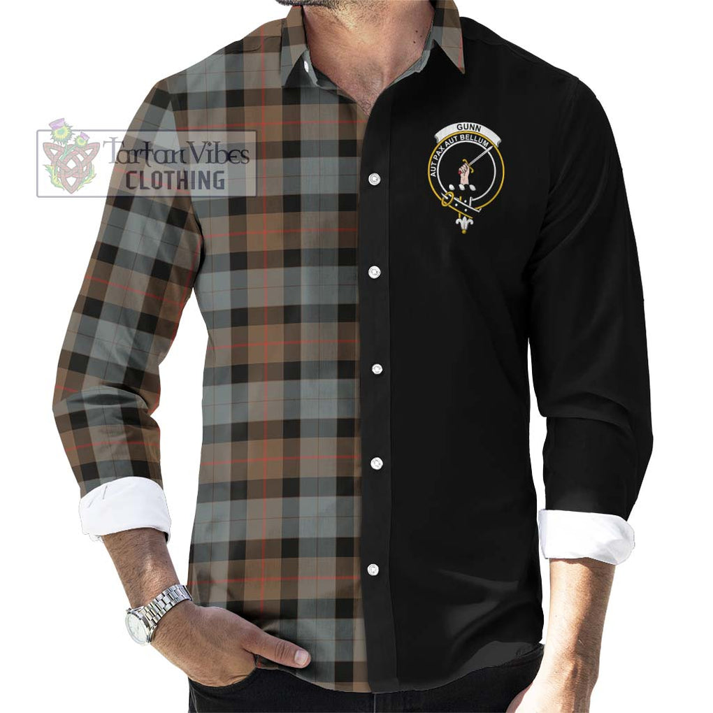 Gunn Weathered Tartan Long Sleeve Button Shirt with Family Crest and Half Of Me Style - Tartanvibesclothing Shop