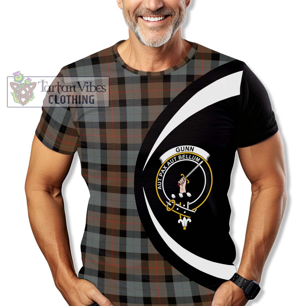 Tartan Vibes Clothing Gunn Weathered Tartan T-Shirt with Family Crest Circle Style