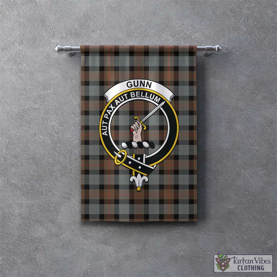 Tartan Vibes Clothing Gunn Weathered Tartan Gonfalon, Tartan Banner with Family Crest