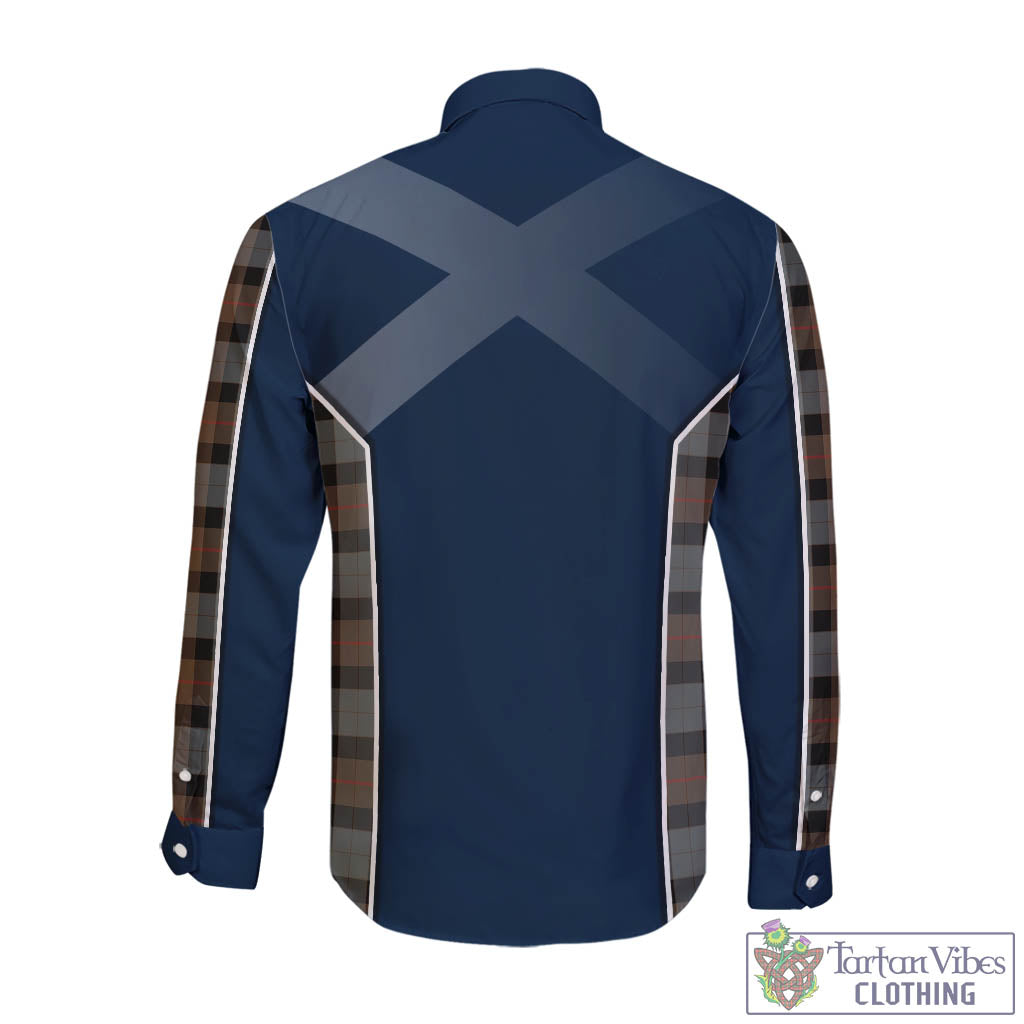 Tartan Vibes Clothing Gunn Weathered Tartan Long Sleeve Button Up Shirt with Family Crest and Scottish Thistle Vibes Sport Style