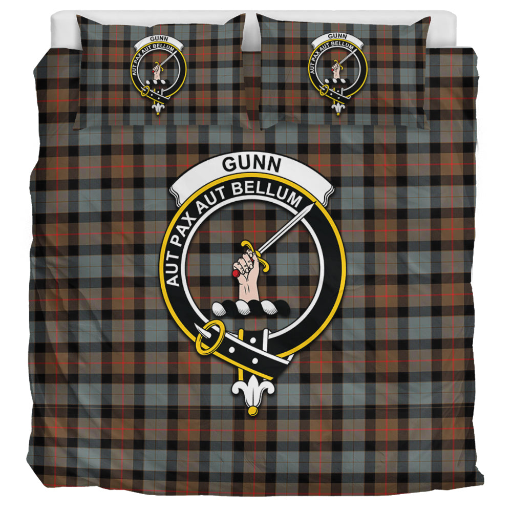 Gunn Weathered Tartan Bedding Set with Family Crest UK Bedding Set UK Super King 104*94 inch - Tartan Vibes Clothing