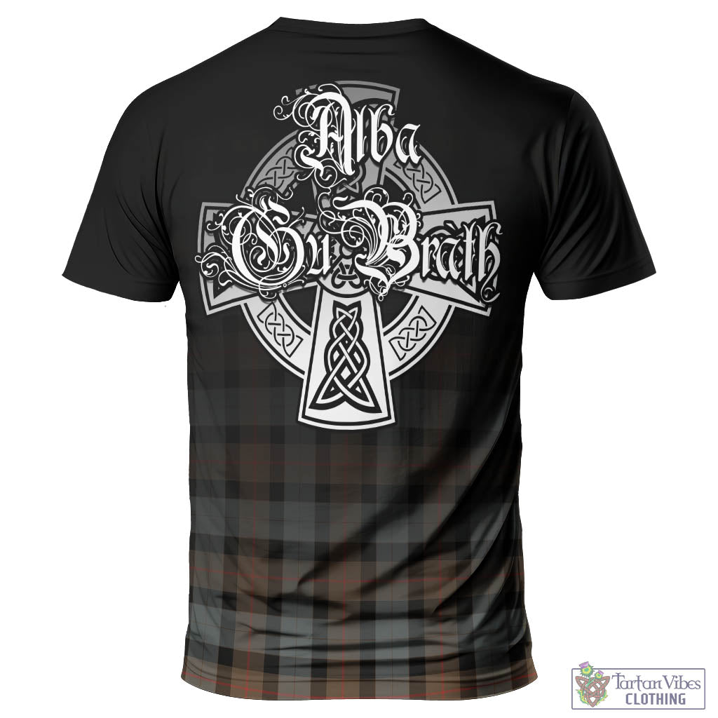 Tartan Vibes Clothing Gunn Weathered Tartan T-Shirt Featuring Alba Gu Brath Family Crest Celtic Inspired