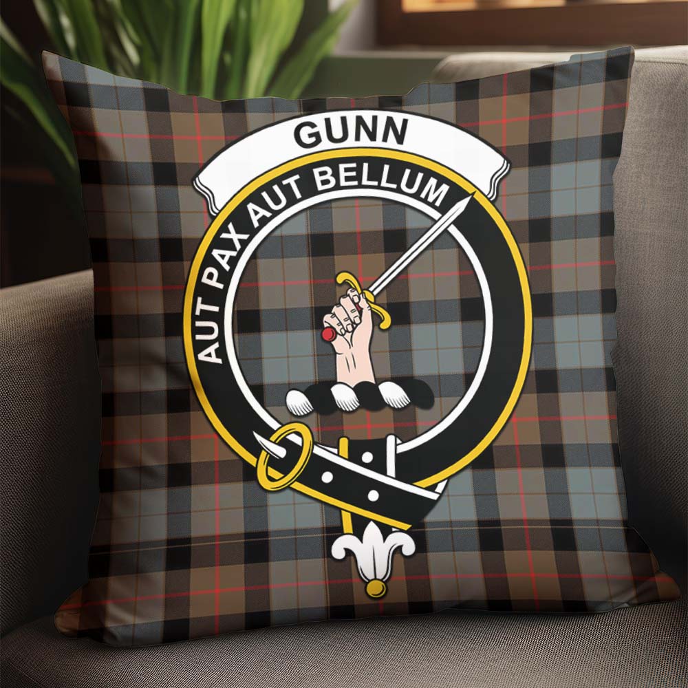 Gunn Weathered Tartan Pillow Cover with Family Crest - Tartanvibesclothing