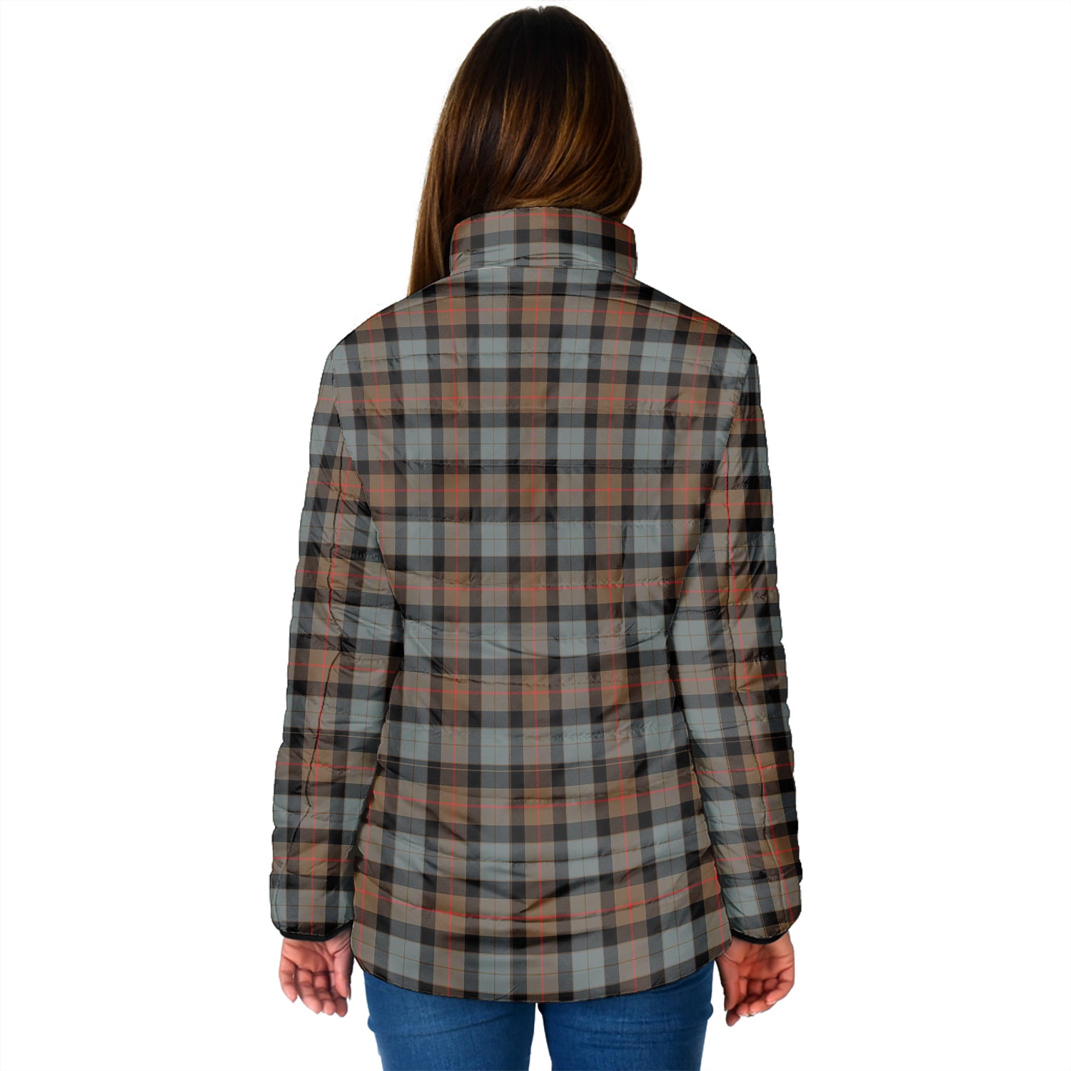 Gunn Weathered Tartan Padded Jacket with Family Crest - Tartan Vibes Clothing