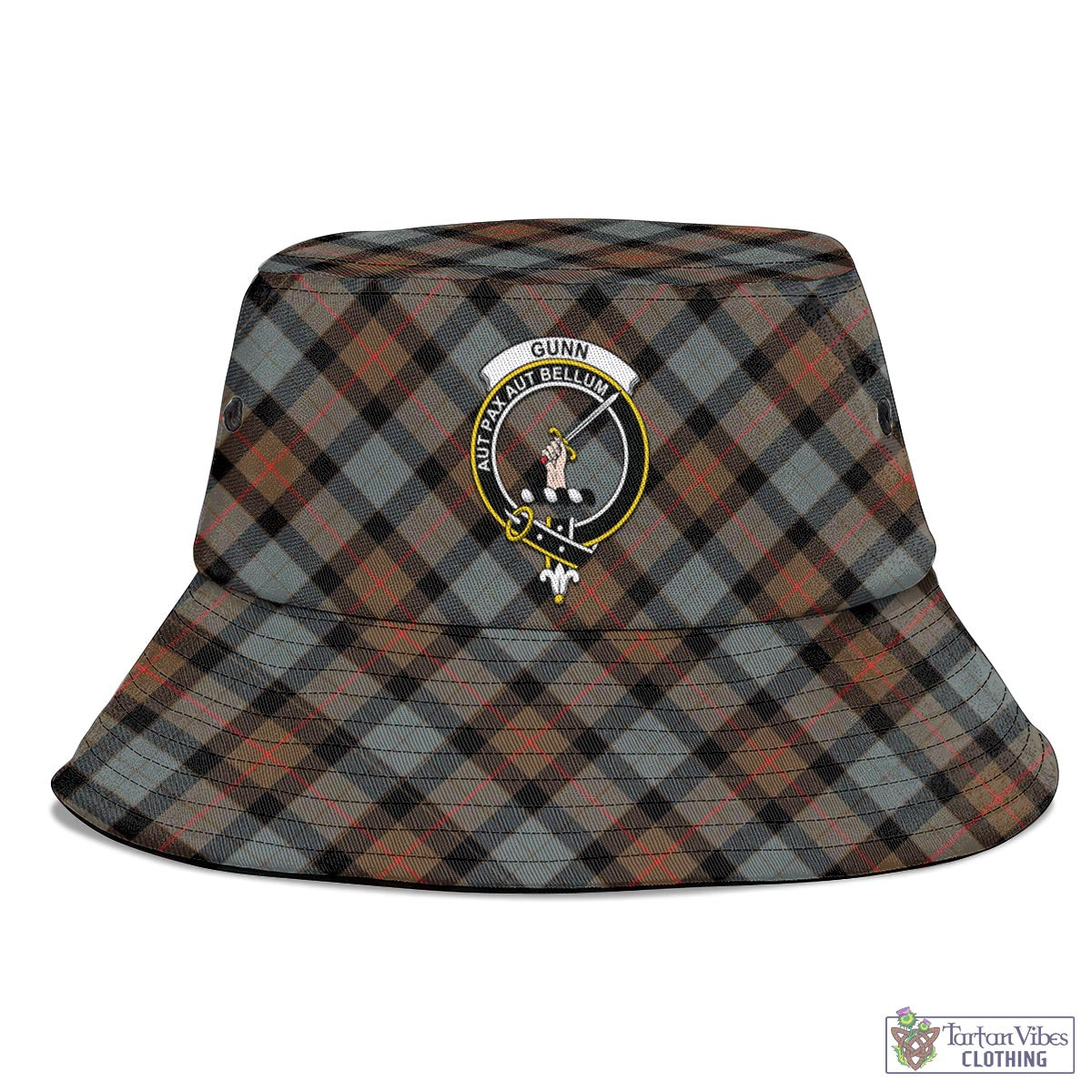 Tartan Vibes Clothing Gunn Weathered Tartan Bucket Hat with Family Crest