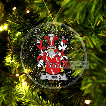 Gunning Irish Clan Christmas Glass Ornament with Coat of Arms Transparent Glass Circle - 2D-tartanvibesclothing