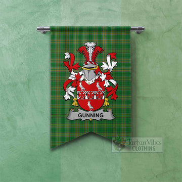 Gunning Irish Clan Tartan Gonfalon, Tartan Banner with Coat of Arms Fishtail - Tartan Vibes Clothing