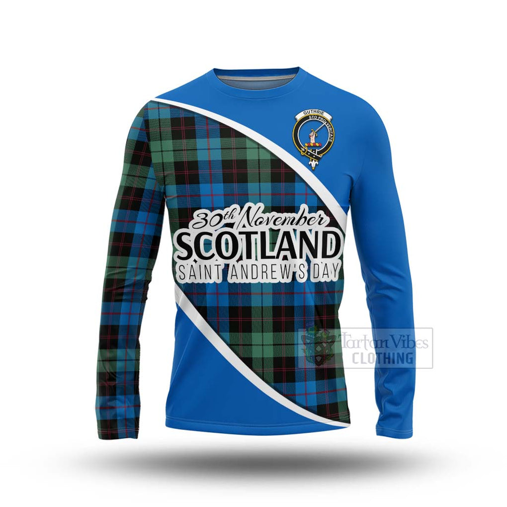 Tartan Vibes Clothing Guthrie Family Crest Tartan Long Sleeve T-Shirt Celebrate Saint Andrew's Day in Style