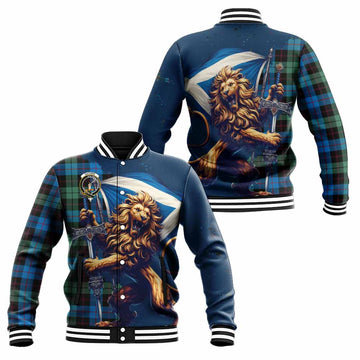 Guthrie Tartan Family Crest Baseball Jacket with Scottish Majestic Lion Unisex - Tartan Vibes Clothing
