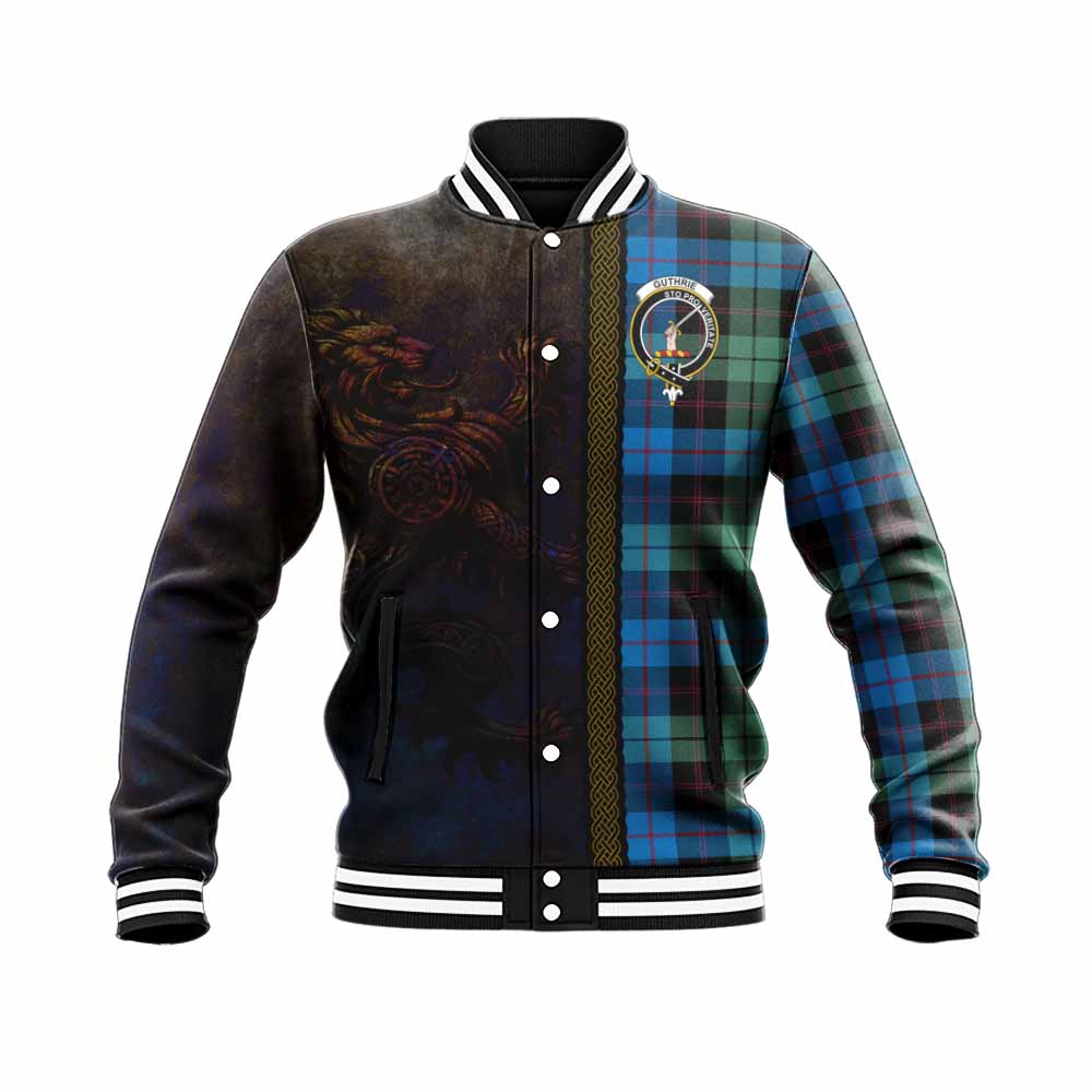 Guthrie Tartan Family Crest Baseball Jacket Alba Gu Brath Be Brave Lion Ancient Style Unisex - Tartan Vibes Clothing