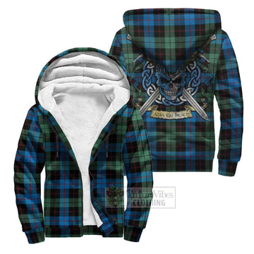 Guthrie Tartan Sherpa Hoodie with Family Crest Celtic Skull Style