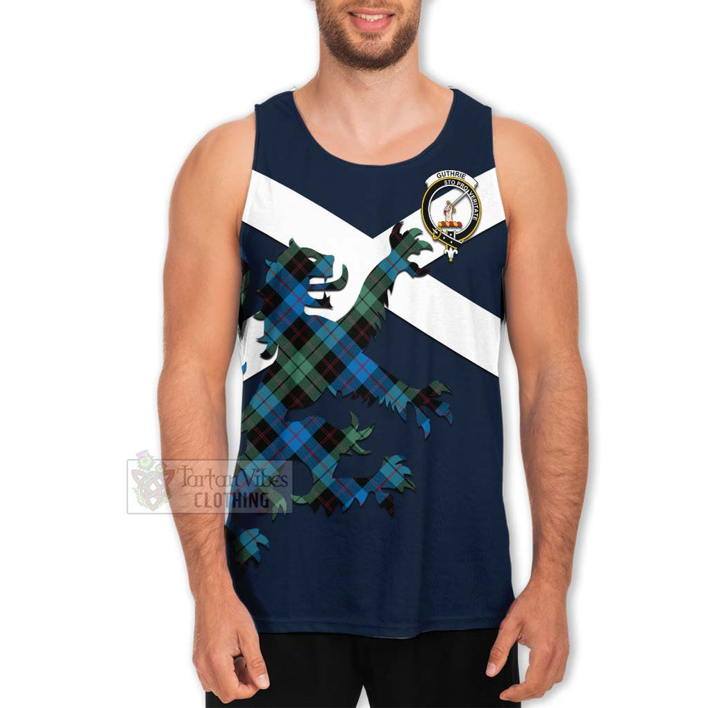 Tartan Vibes Clothing Guthrie Tartan Lion Rampant Men's Tank Top – Proudly Display Your Heritage with Alba Gu Brath and Clan Name