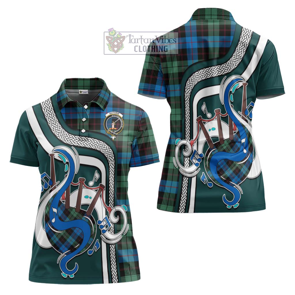 Tartan Vibes Clothing Guthrie Tartan Women's Polo Shirt with Epic Bagpipe Style