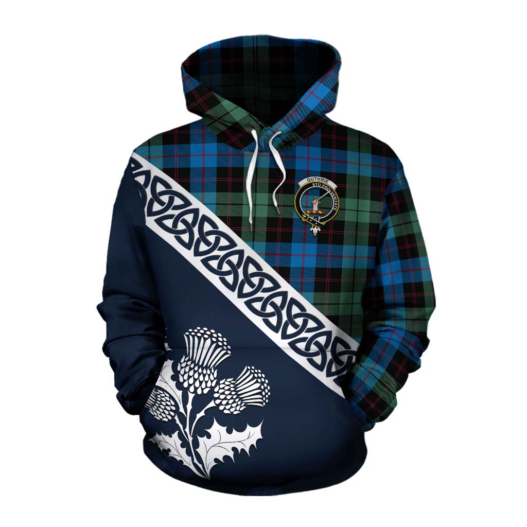 Tartan Vibes Clothing Guthrie Tartan Cotton Hoodie Featuring Thistle and Scotland Map