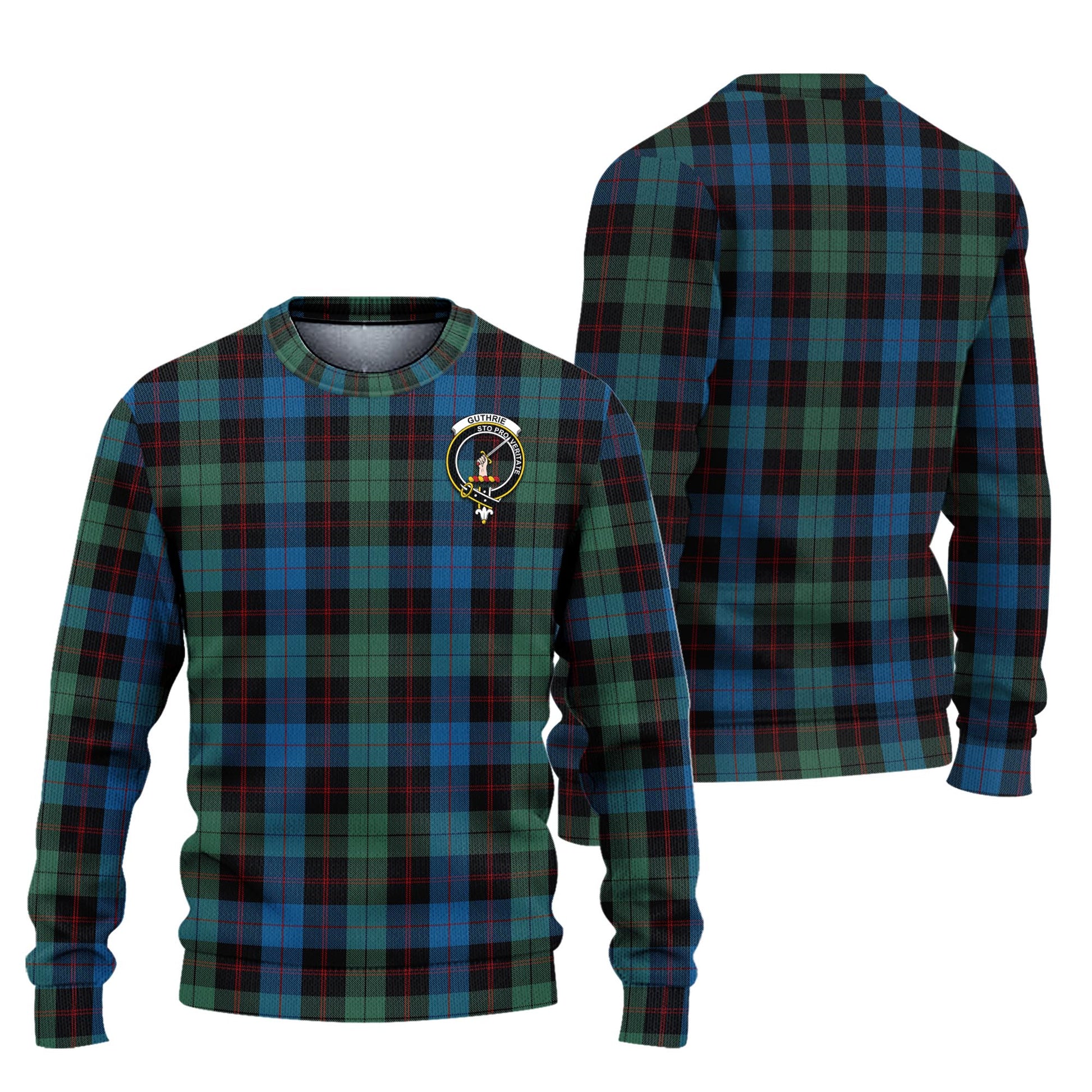 Guthrie Tartan Knitted Sweater with Family Crest Unisex - Tartanvibesclothing