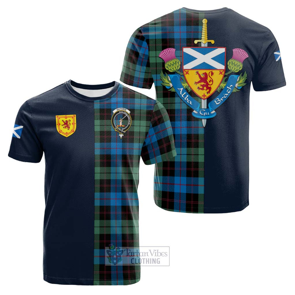 Tartan Vibes Clothing Guthrie Tartan Cotton T-shirt with Scottish Lion Royal Arm Half Style