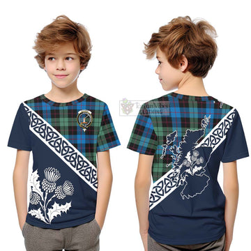 Guthrie Tartan Kid T-Shirt Featuring Thistle and Scotland Map