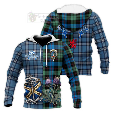 Guthrie Tartan Knitted Hoodie Happy St. Andrew's Day Half Tartan Style