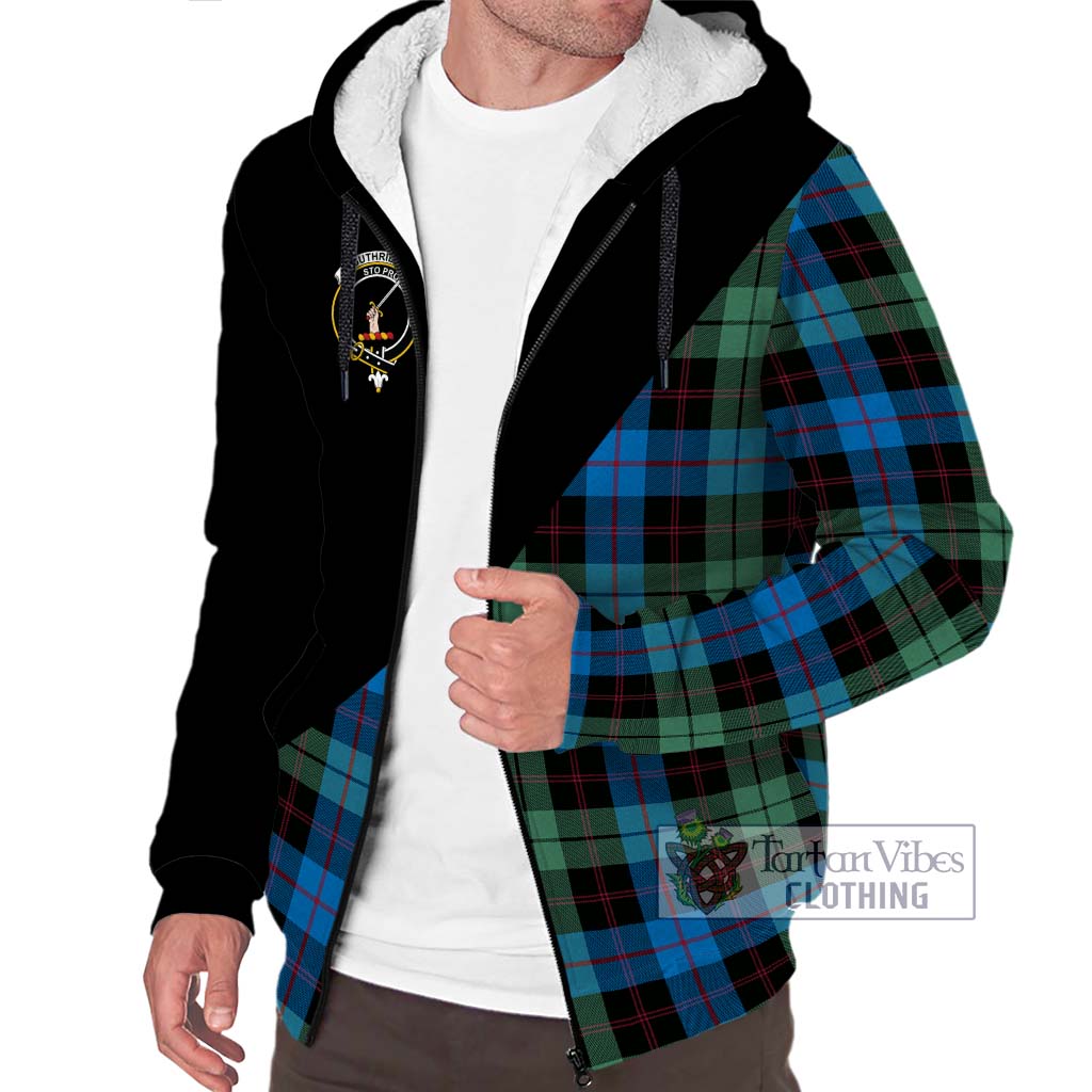 Tartan Vibes Clothing Guthrie Tartan Sherpa Hoodie with Family Crest and Military Logo Style