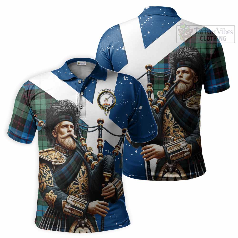 Tartan Vibes Clothing Guthrie Tartan Polo Shirt with Family Crest Scottish Bagpiper Vibes