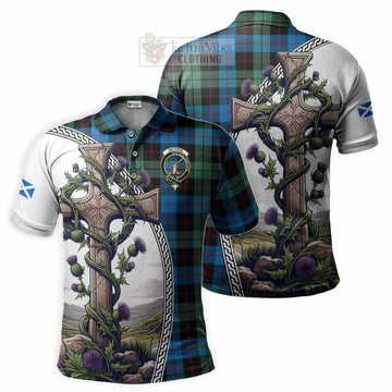 Guthrie Tartan Polo Shirt with Family Crest and St. Andrew's Cross Accented by Thistle Vines