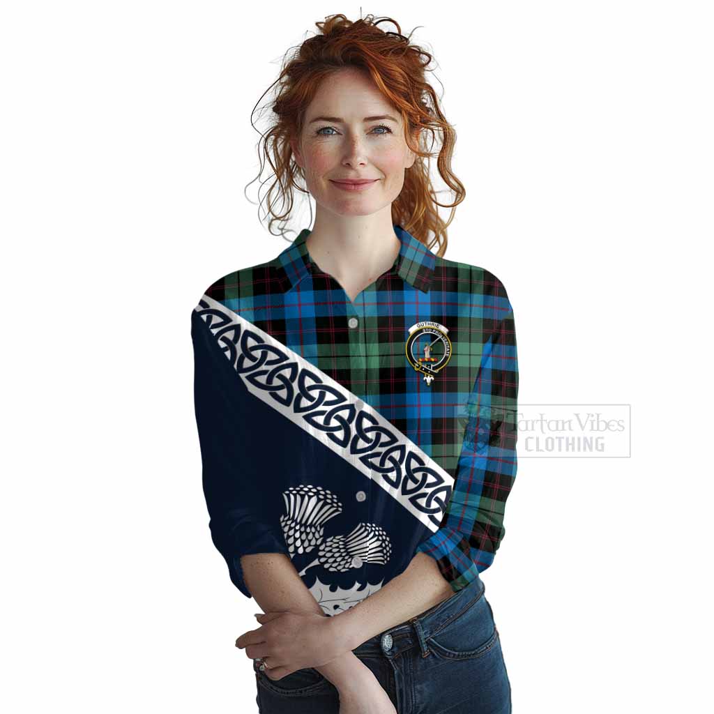 Tartan Vibes Clothing Guthrie Tartan Women's Casual Shirt Featuring Thistle and Scotland Map