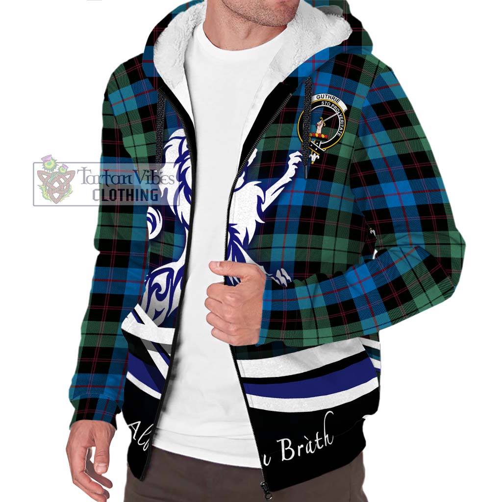 Tartan Vibes Clothing Guthrie Tartan Sherpa Hoodie with Alba Gu Brath Regal Lion Emblem