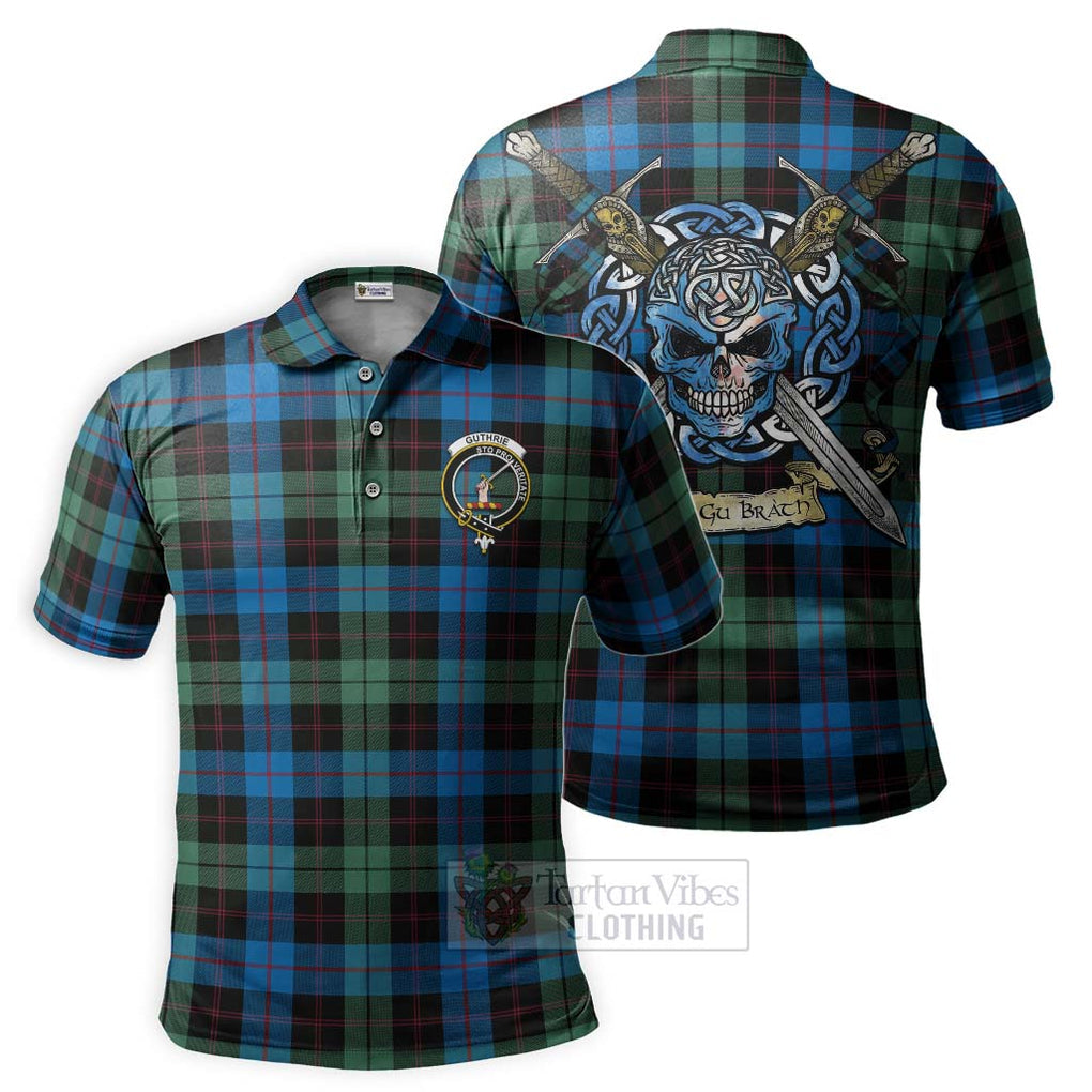 Tartan Vibes Clothing Guthrie Tartan Polo Shirt with Family Crest Celtic Skull Style