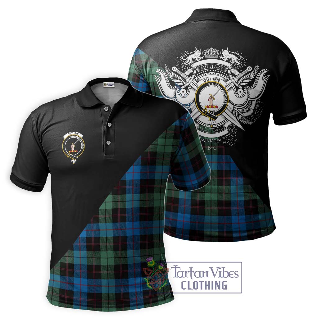 Tartan Vibes Clothing Guthrie Tartan Polo Shirt with Family Crest and Military Logo Style