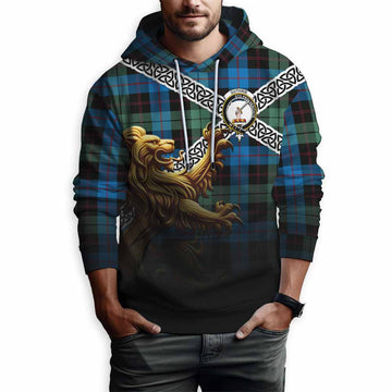 Guthrie Crest Tartan Hoodie with Golden Lion Emblem Celtic Style Pullover Hoodie - Tartan Vibes Clothing