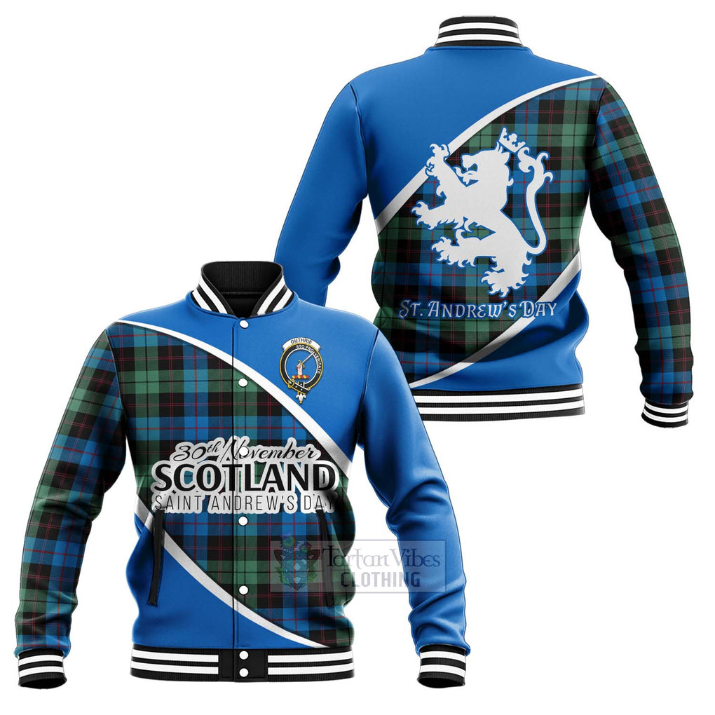 Tartan Vibes Clothing Guthrie Family Crest Tartan Baseball Jacket Celebrate Saint Andrew's Day in Style