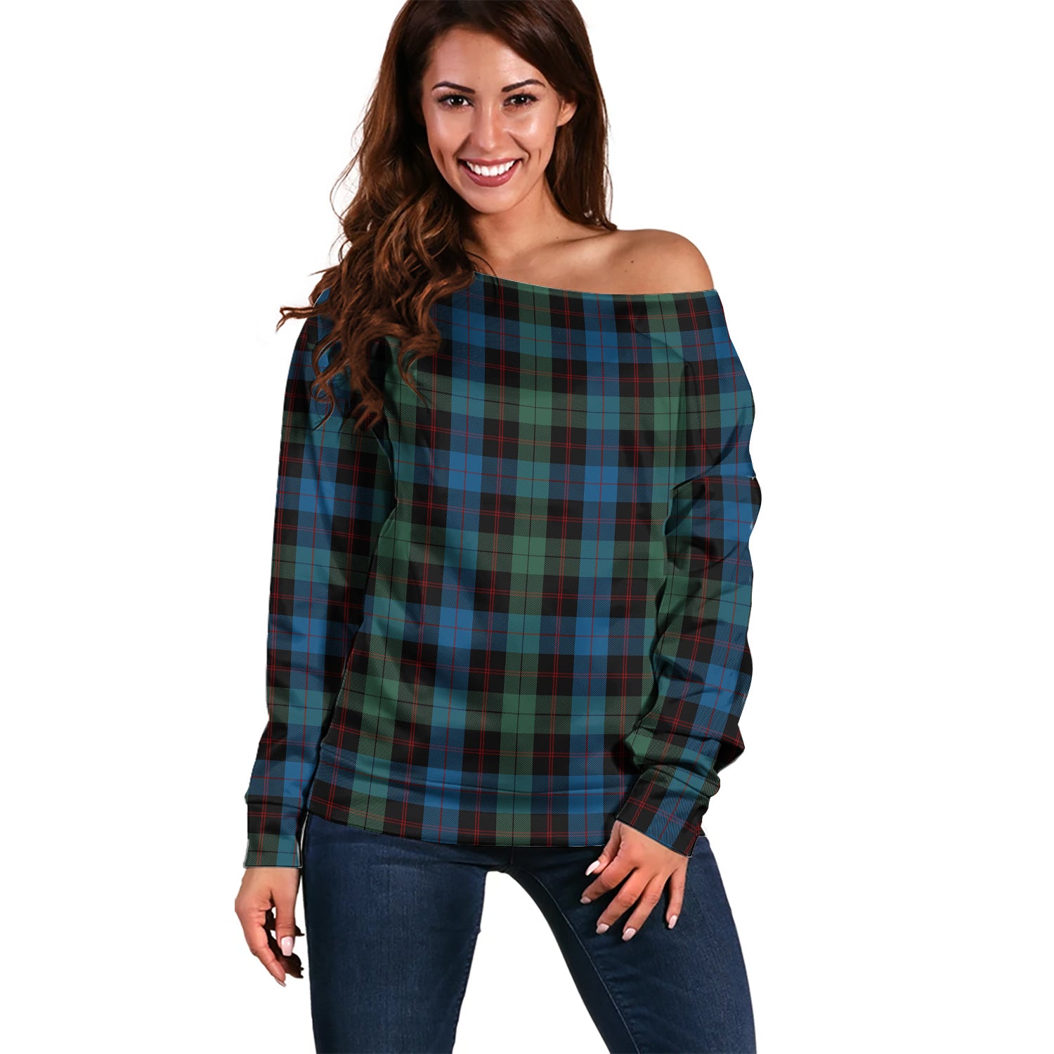 Guthrie Tartan Off Shoulder Women Sweater Women - Tartanvibesclothing