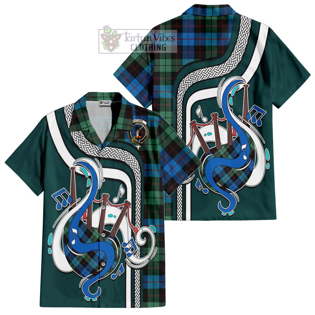 Tartan Vibes Clothing Guthrie Tartan Short Sleeve Button Shirt with Epic Bagpipe Style