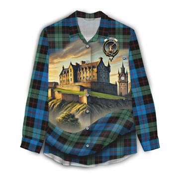 Guthrie Tartan Family Crest Women's Casual Shirt with Scottish Ancient Castle Style Female - Tartan Vibes Clothing