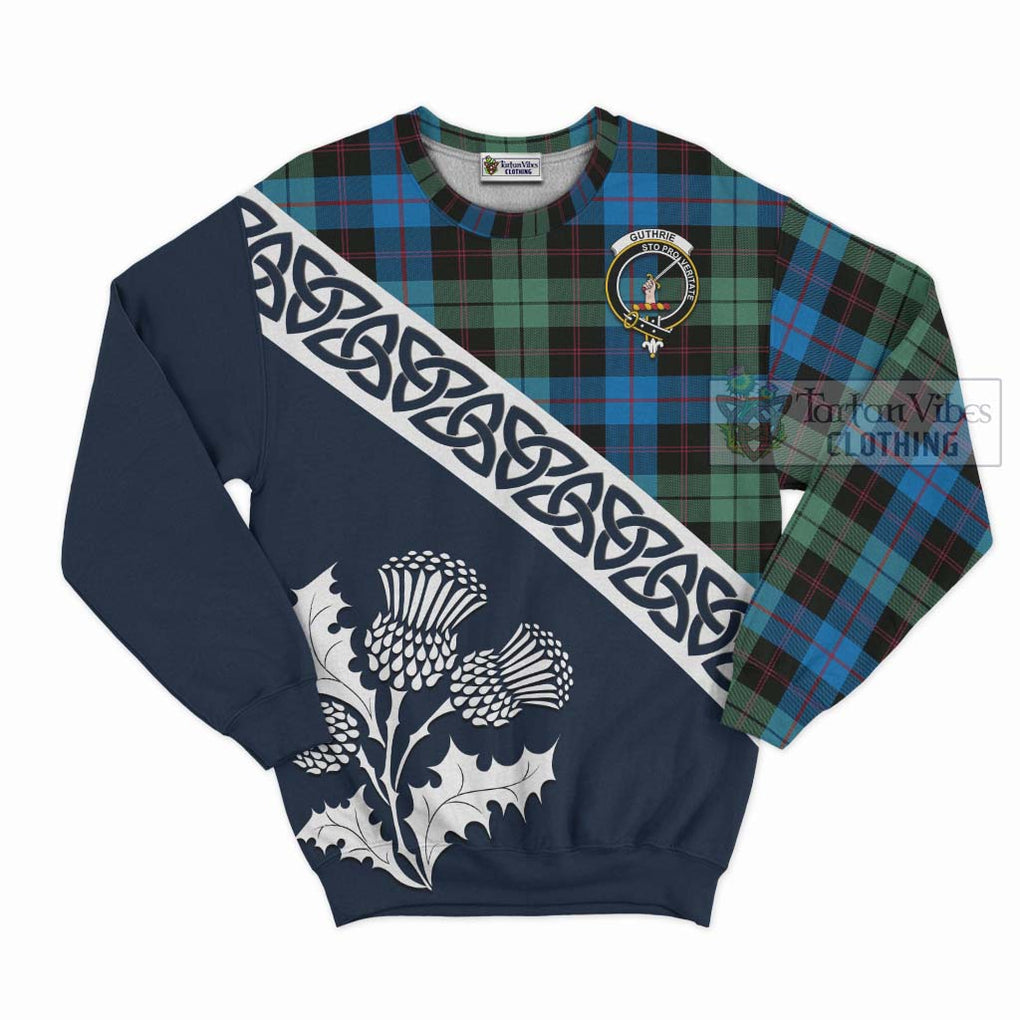 Tartan Vibes Clothing Guthrie Tartan Sweatshirt Featuring Thistle and Scotland Map