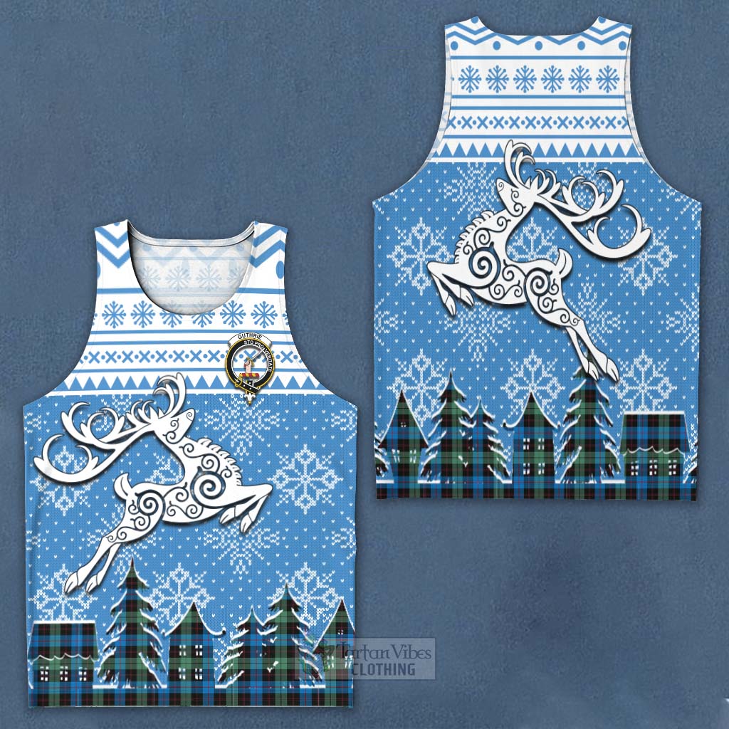 Tartan Vibes Clothing Guthrie Clan Christmas Men's Tank Top Celtic Reindeer Style