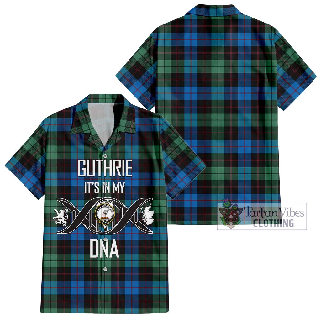 Tartan Vibes Clothing Guthrie Tartan Short Sleeve Button Shirt with Family Crest DNA In Me Style