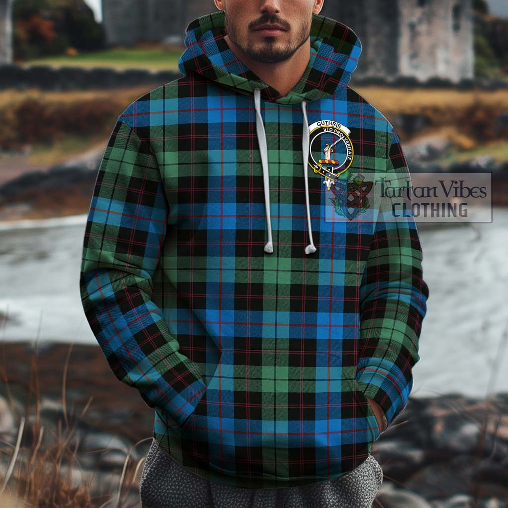 Guthrie Tartan Cotton Hoodie with Family Crest Pullover Hoodie XS - Tartan Vibes Clothing