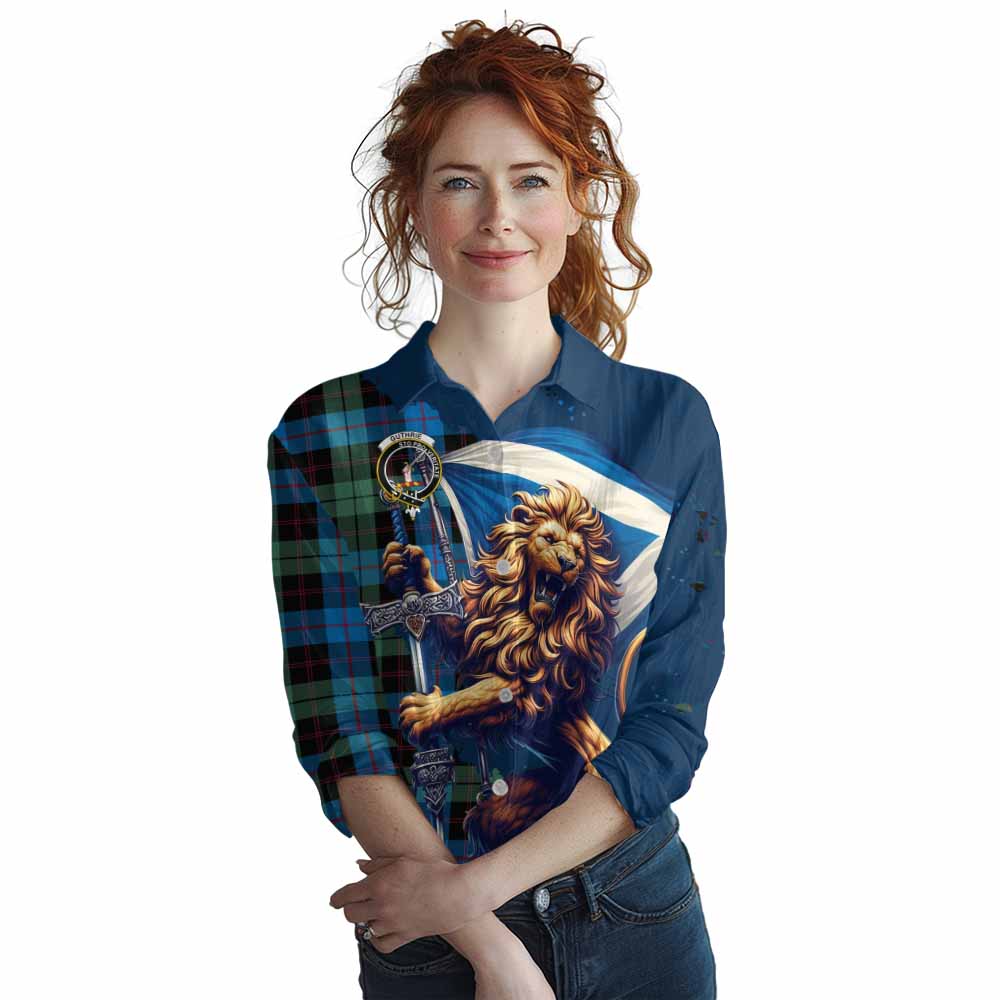 Tartan Vibes Clothing Guthrie Tartan Family Crest Women's Casual Shirt with Scottish Majestic Lion