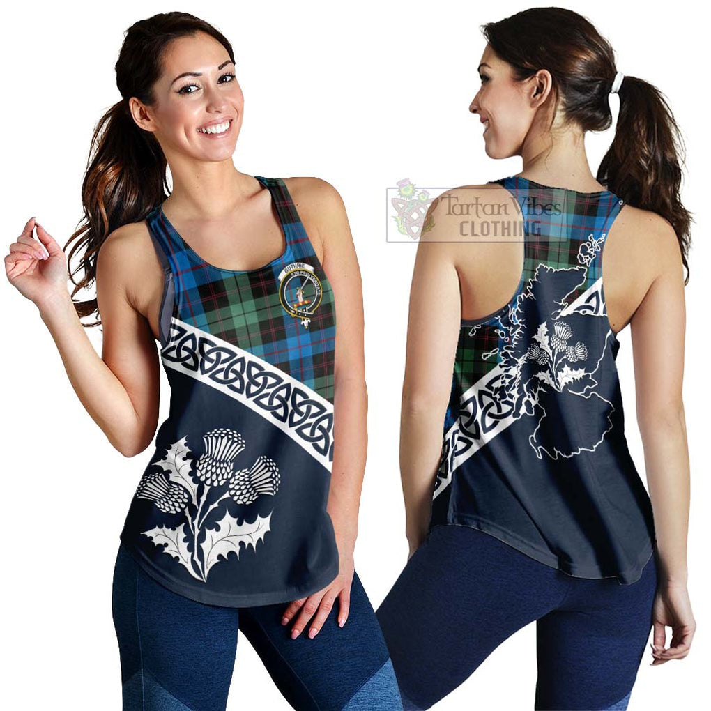 Tartan Vibes Clothing Guthrie Tartan Women's Racerback Tanks Featuring Thistle and Scotland Map