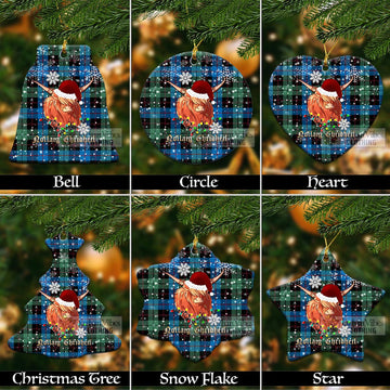 Guthrie Clan Tartan Ornament with Christmas Twinkle Highland Cattle