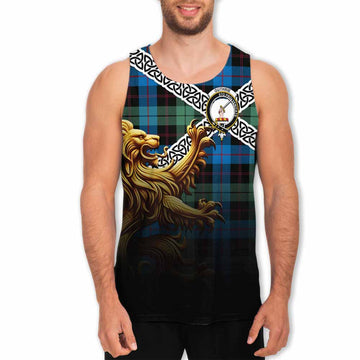 Guthrie Crest Tartan Men's Tank Top with Golden Lion Emblem Celtic Style Men - Tartan Vibes Clothing