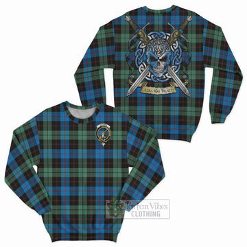 Guthrie Tartan Sweatshirt with Family Crest Celtic Skull Style