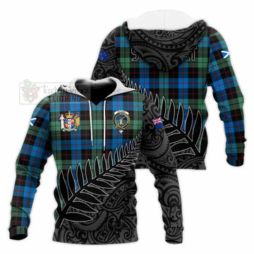 Guthrie Crest Tartan Knitted Hoodie with New Zealand Silver Fern Half Style