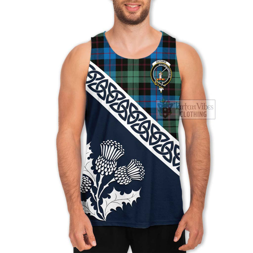 Tartan Vibes Clothing Guthrie Tartan Men's Tank Top Featuring Thistle and Scotland Map