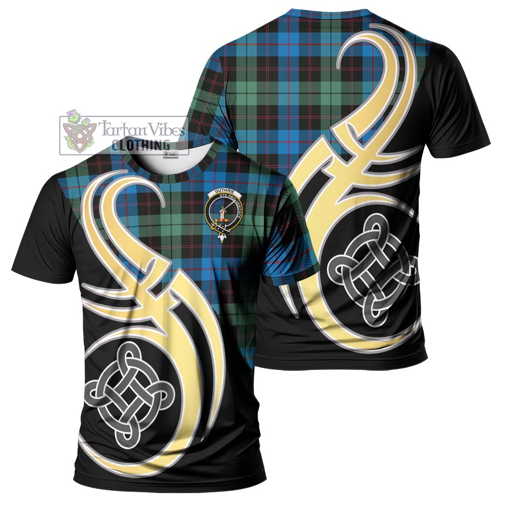 Tartan Vibes Clothing Guthrie Tartan T-Shirt with Family Crest and Celtic Symbol Style