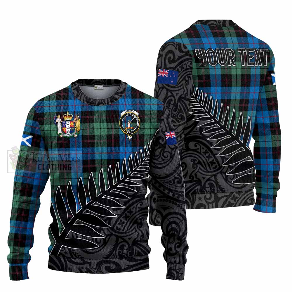 Tartan Vibes Clothing Guthrie Crest Tartan Knitted Sweater with New Zealand Silver Fern Half Style