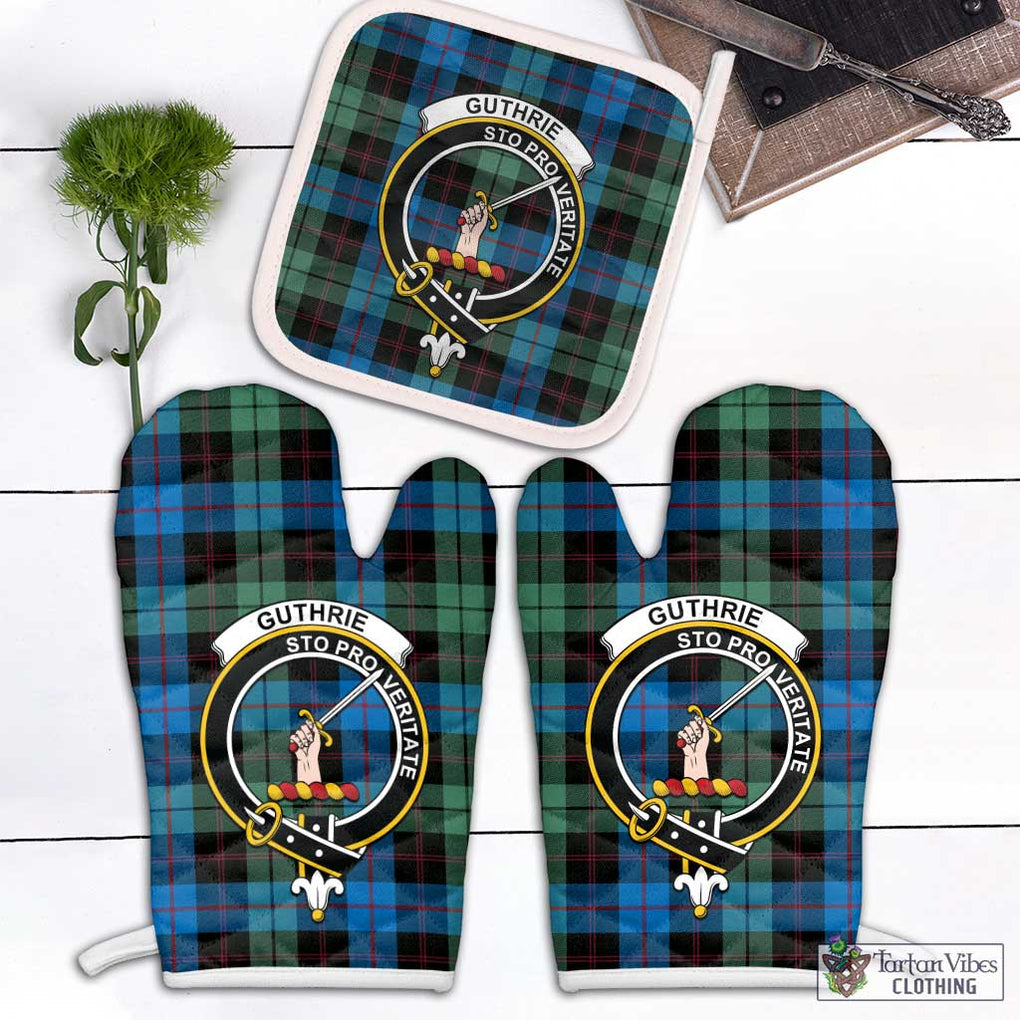 Guthrie Tartan Combo Oven Mitt & Pot-Holder with Family Crest White - Tartan Vibes Clothing