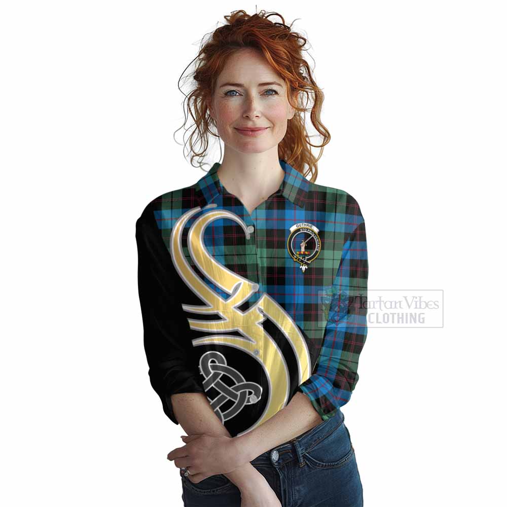 Tartan Vibes Clothing Guthrie Tartan Women's Casual Shirt with Family Crest and Celtic Symbol Style